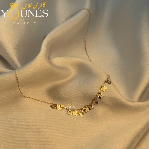 تصویر دوم گردنبند طلا ونکلیف تراش دار